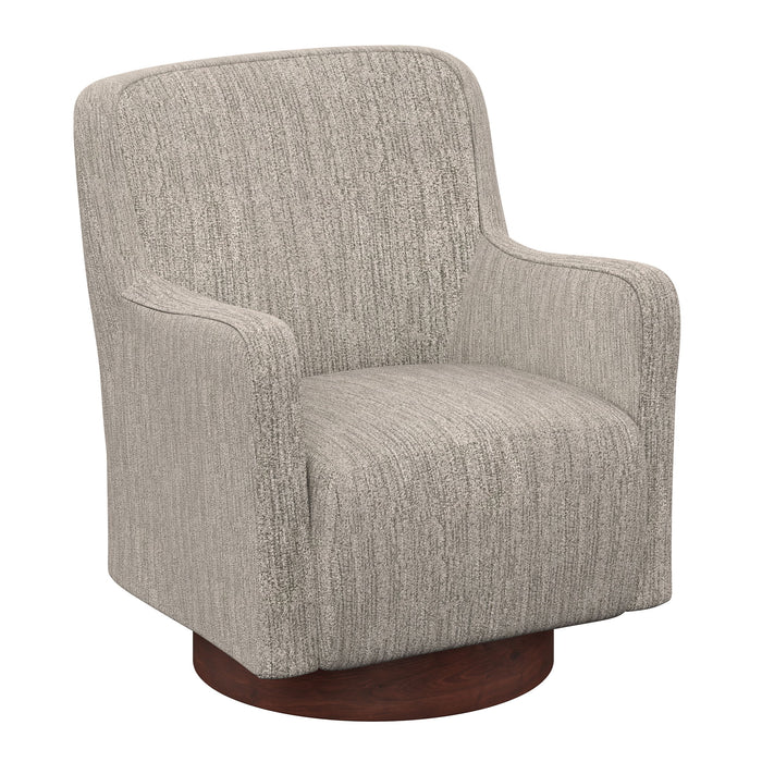 Clara - Swivel Chair With Wood Base - Speckled Tan