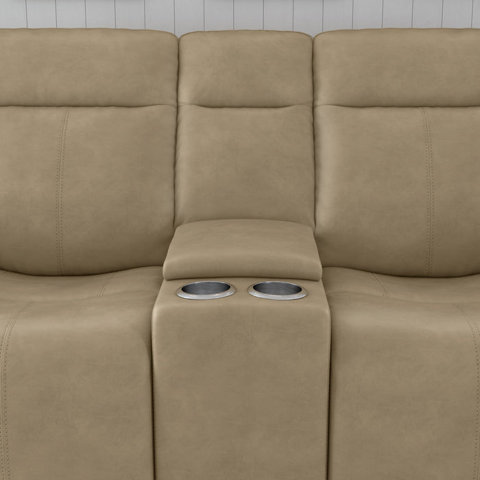 Odell - Power Reclining Loveseat With Console, Power Headrests & Lumbar - Stone