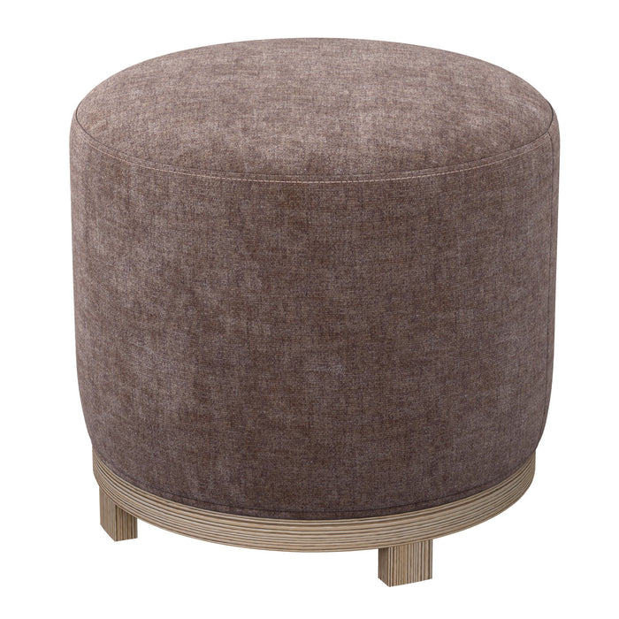 Lana - Swivel Ottoman With Wood Trim - Antique Rose