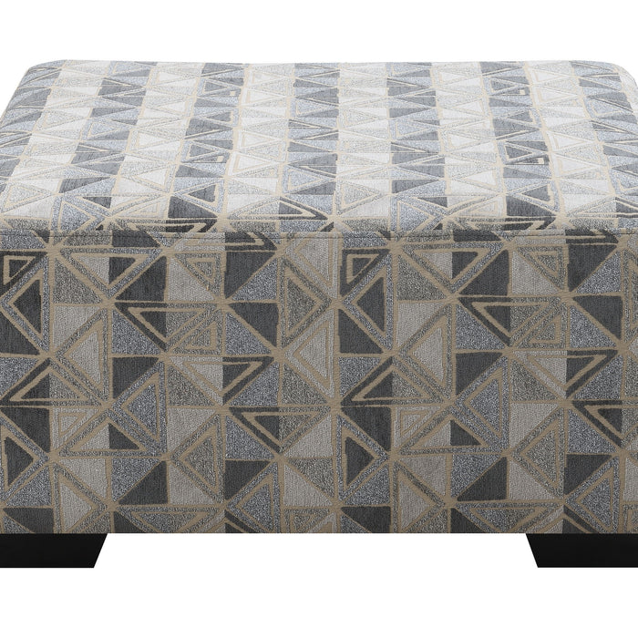 Berlin - Small Ottoman - Gray Herringbone & Sanded Microfiber