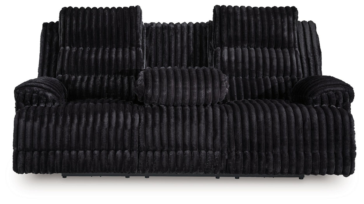 Rhine Falls - Reclining Power Sofa With Drop Down Table - Onyx