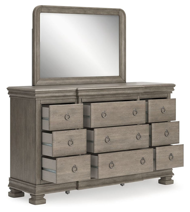 Lexorne - Dresser And Mirror - Gray