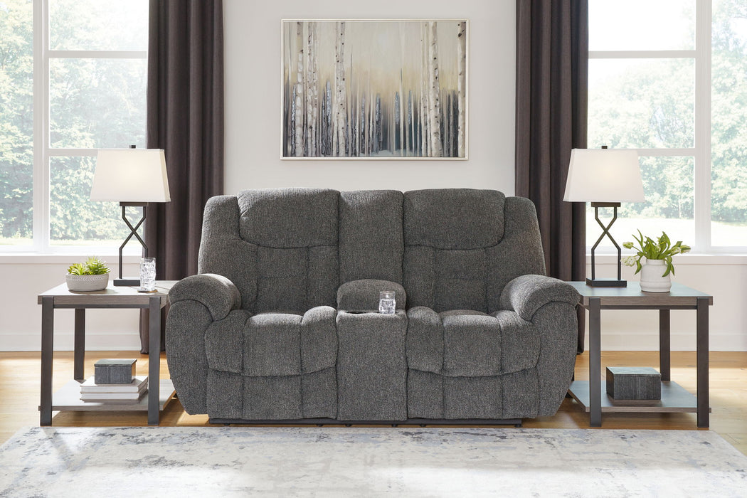 Foreside - Dbl Reclining Loveseat with Console - Charcoal