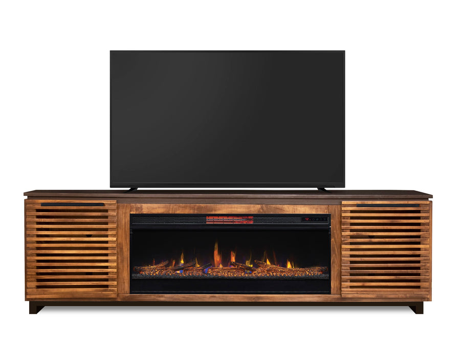 Graceland - 86" Fireplace TV Stand - Black / Bourbon