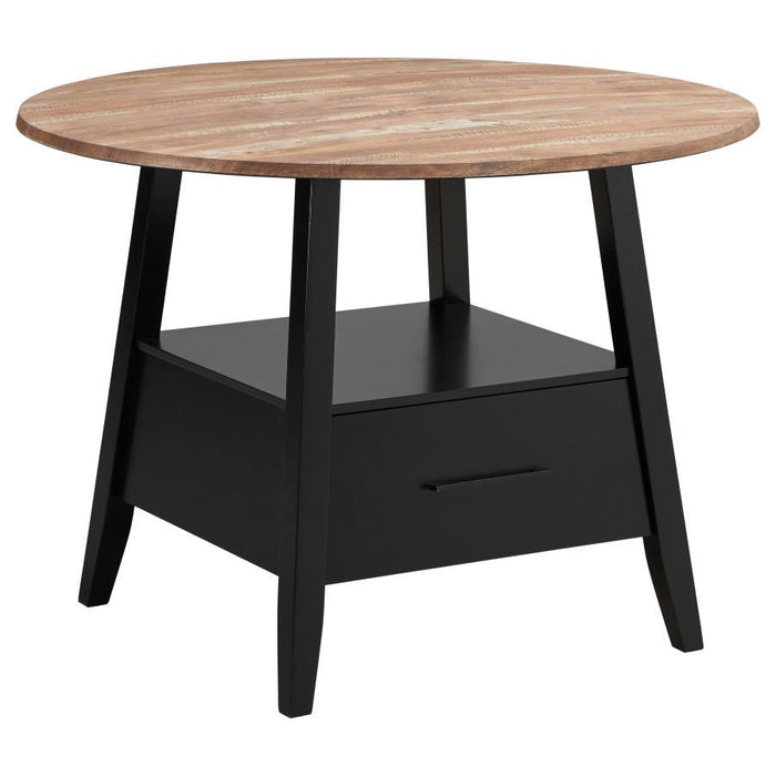 Gibson - Round 5-Piece Counter Height Dining Set - Yukon Oak And Black