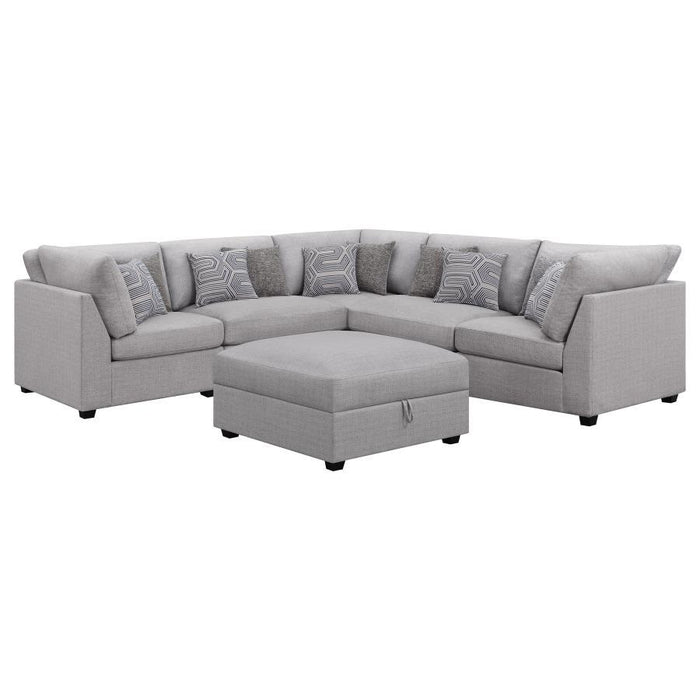 Cambria - 6-Piece Upholstered Modular Sectional With Ottoman - Gray