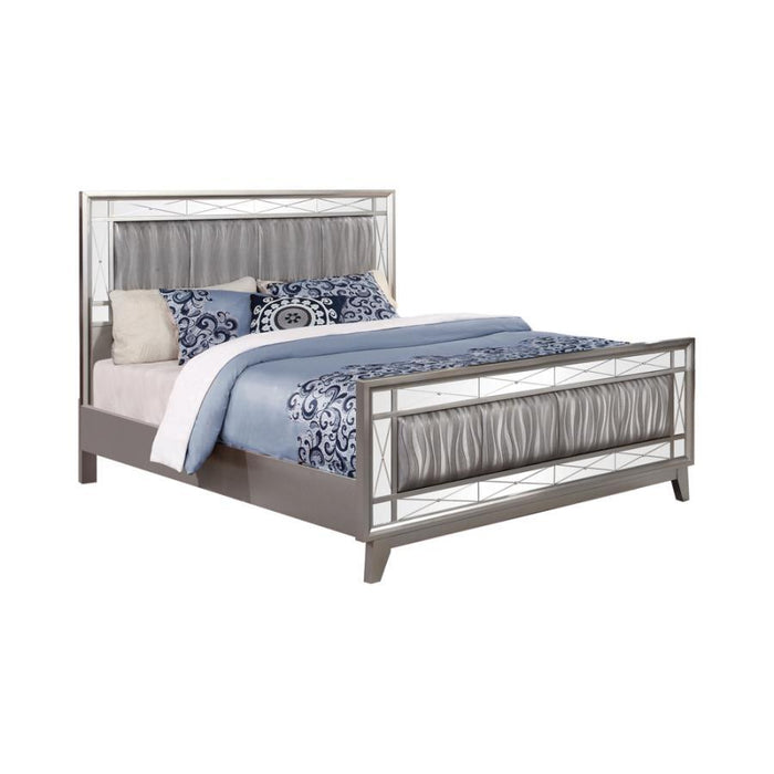 Leighton - Panel Bed with Mirrored Accents