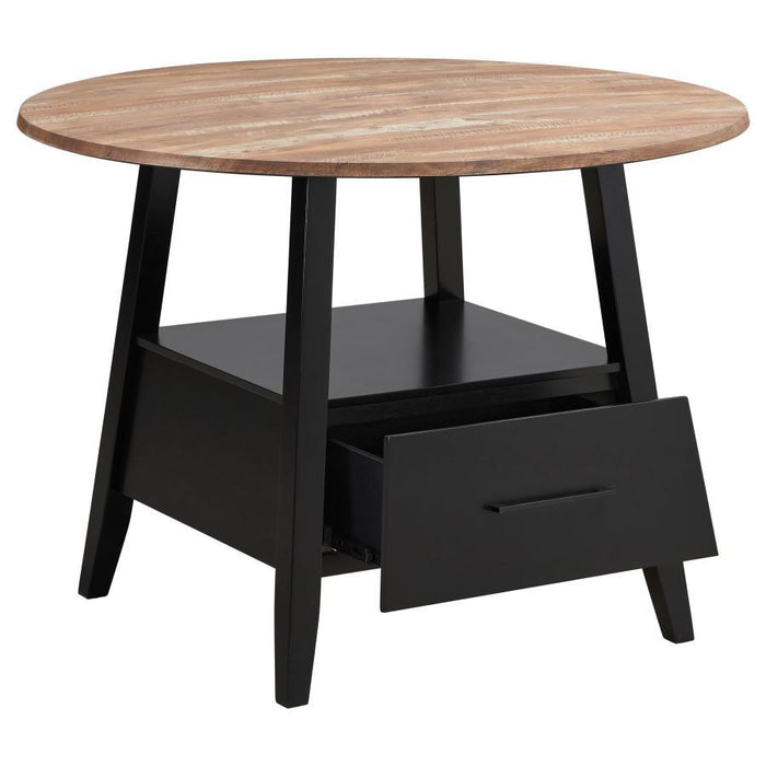 Gibson - Round 5-Piece Counter Height Dining Set - Yukon Oak And Black