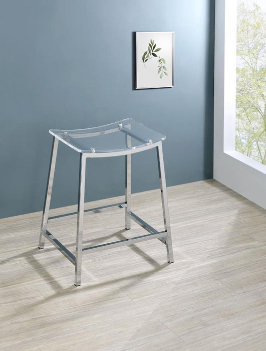 Jovani - Jovani - Acrylic Backless Counter Height Bar Stools (Set of 2) - Clear And Chrome