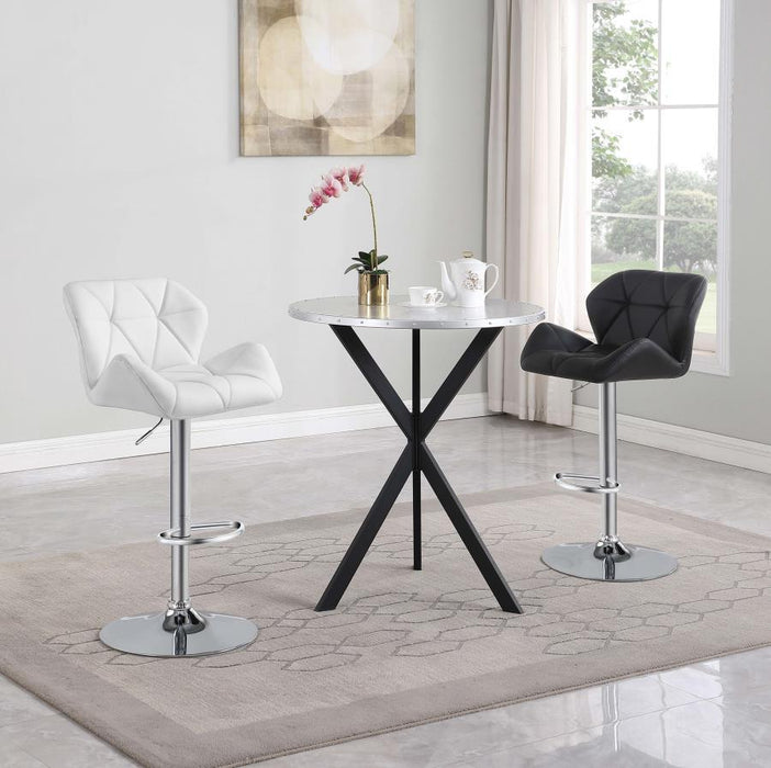 Kenzo - Round Metal Top Bar Table - Silver and Sandy Black