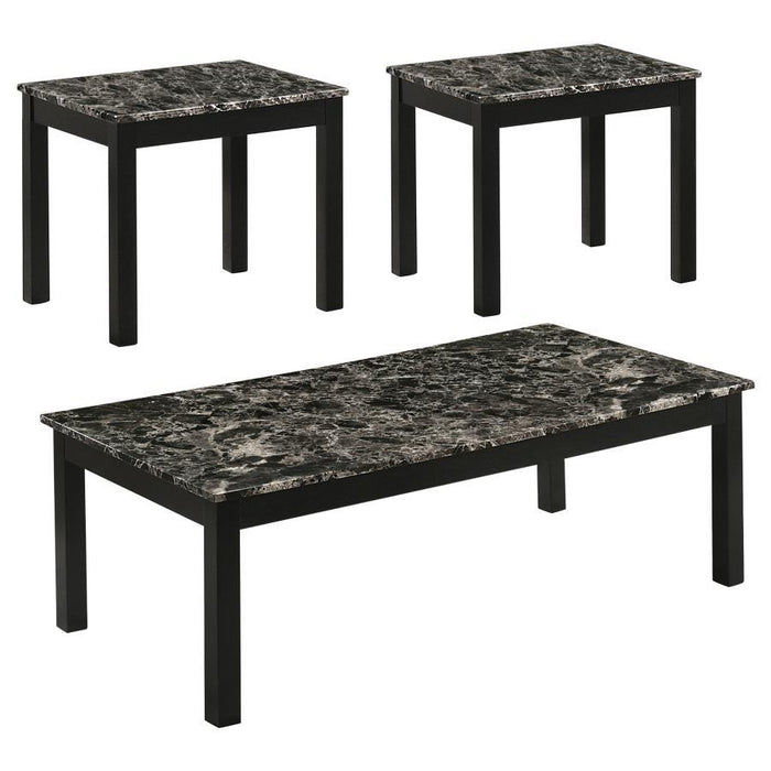 Darius - Faux Marble Rectangle 3-piece Occasional Table Set - Black